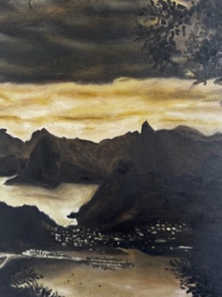 Paisagem com montanhas e água